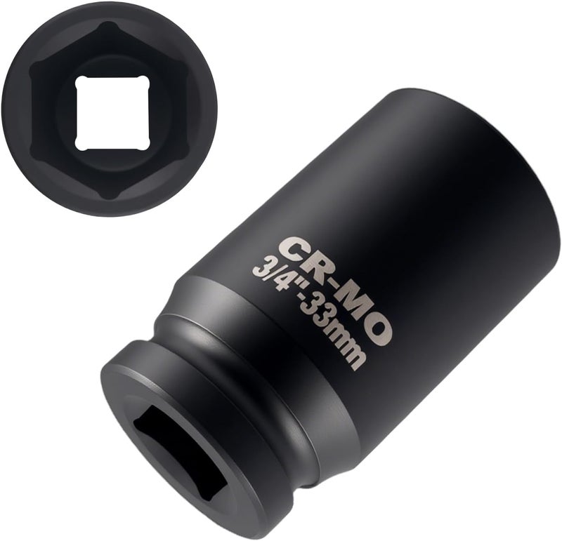 Stacool 33mm Socket 3/4 Drive with 6 Point Design,Heavy Duty Non-slip 3/4 Impact Socket for Quick Dismantle Car Axle Nuts,Professional Deep Impact Axle Nut Sockets Car Accessories (33mm-3/4"Drive) - Image 1